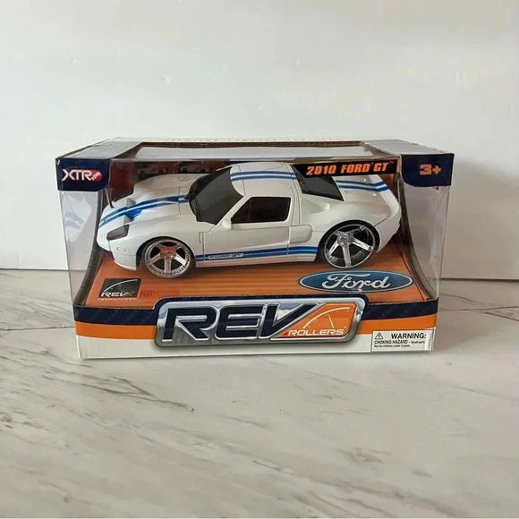 XTR Other - XTR 2010 Ford GT Rev Roller Friction Toy Vehicle Car White/Blue Stripes